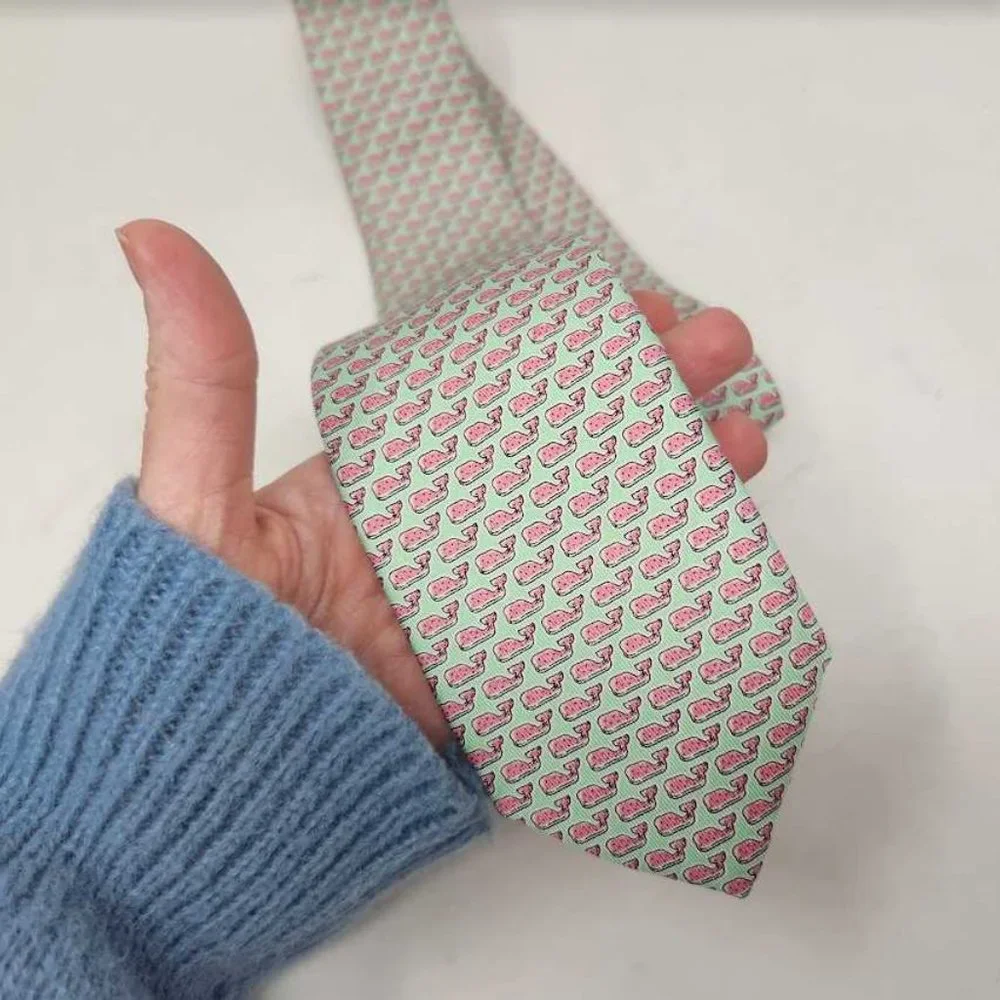 New boys Vineyard Vines classic Watermelon whale printed silk tie